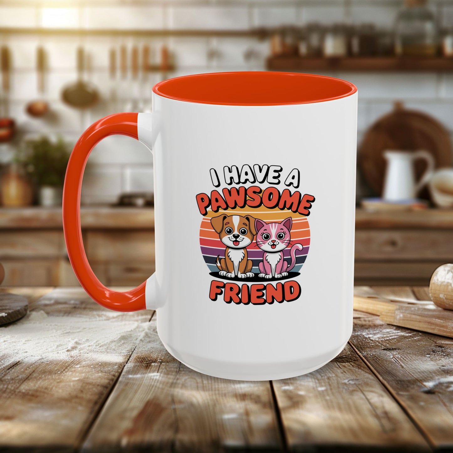 colorful mugs (11oz, 15oz) - i have a pawesome friend | funny dog lover gift | cute pet quote design
