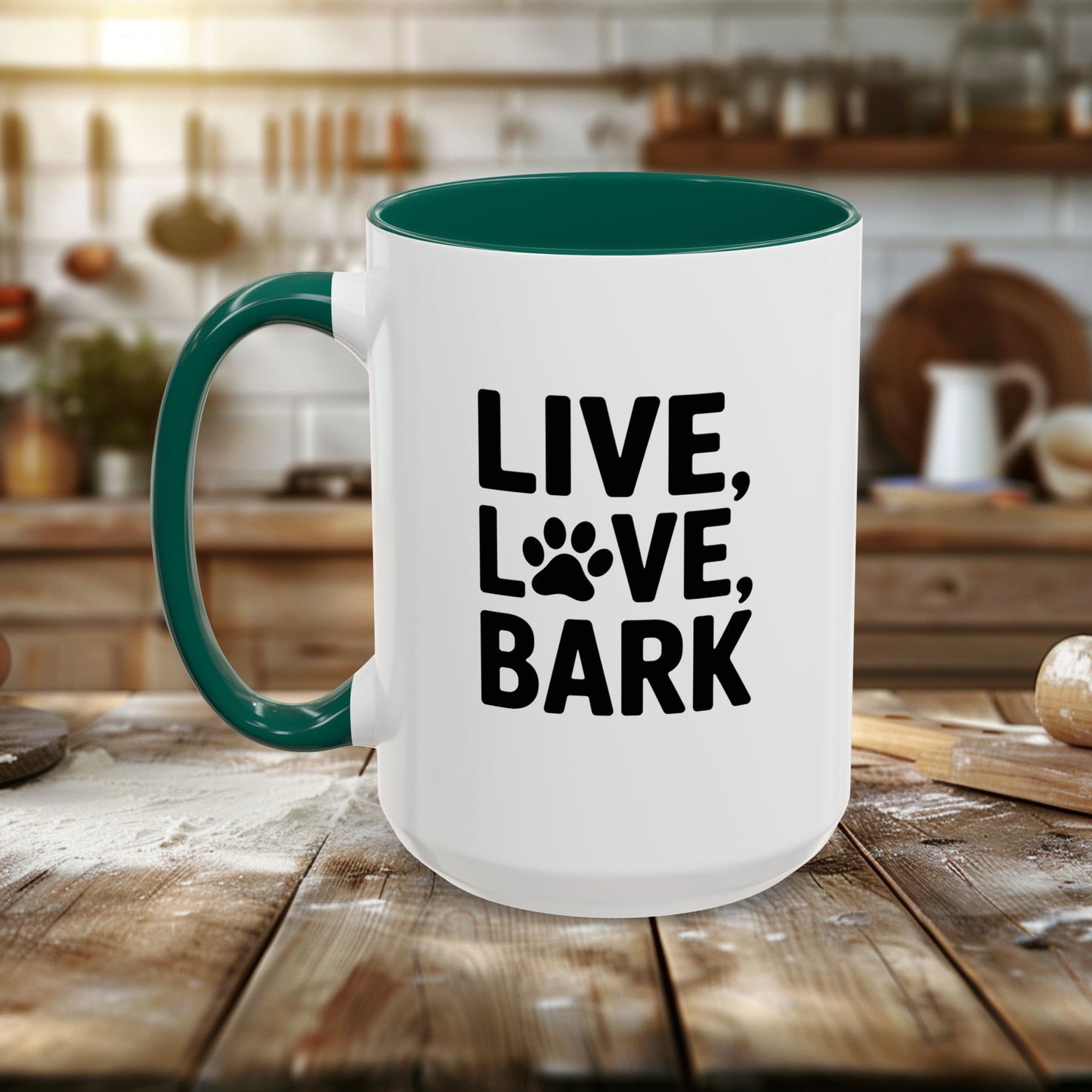 colorful mugs (11oz, 15oz) - live love bark | funny dog lover gift | cute pet quote design