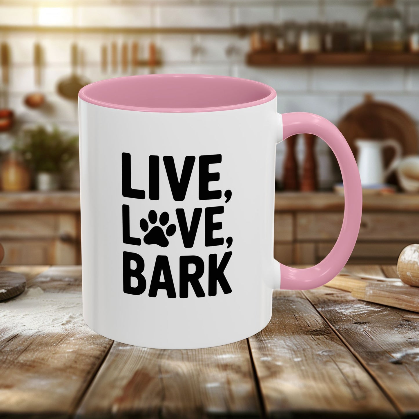 colorful mugs (11oz, 15oz) - live love bark | funny dog lover gift | cute pet quote design