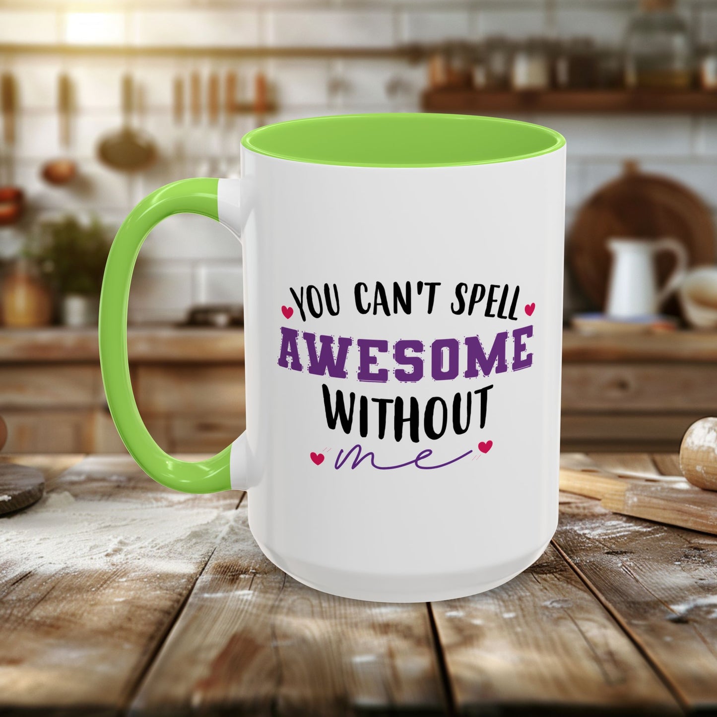 colorful mugs (11oz, 15oz) - you can’t spell awesome without me - funny confidence quote