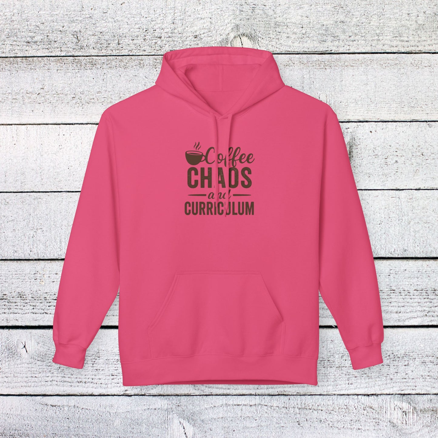 unisex softstyle hoodie - coffee, chaos, and curriculum design. teachers with attitude.