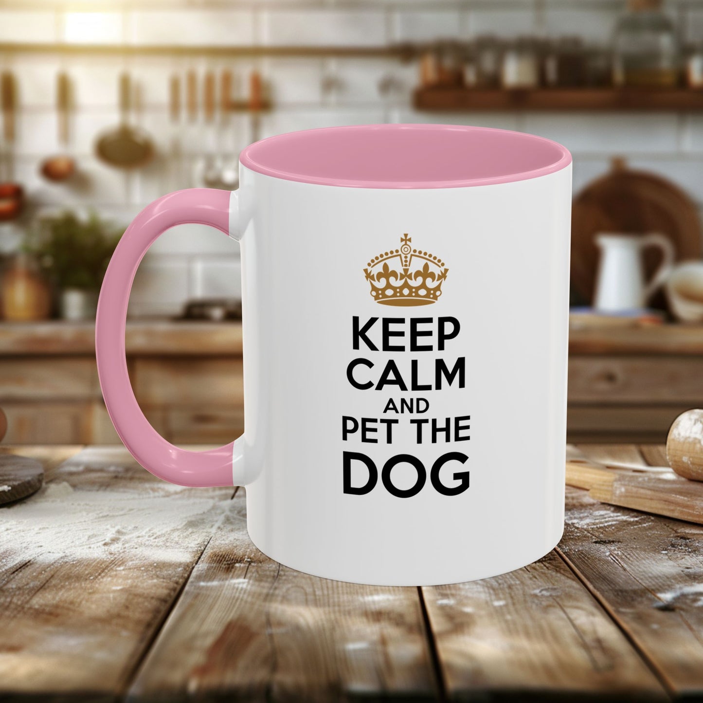 colorful mugs (11oz, 15oz) - keep calm and pet the dog | funny dog lover gift | cute pet quote design