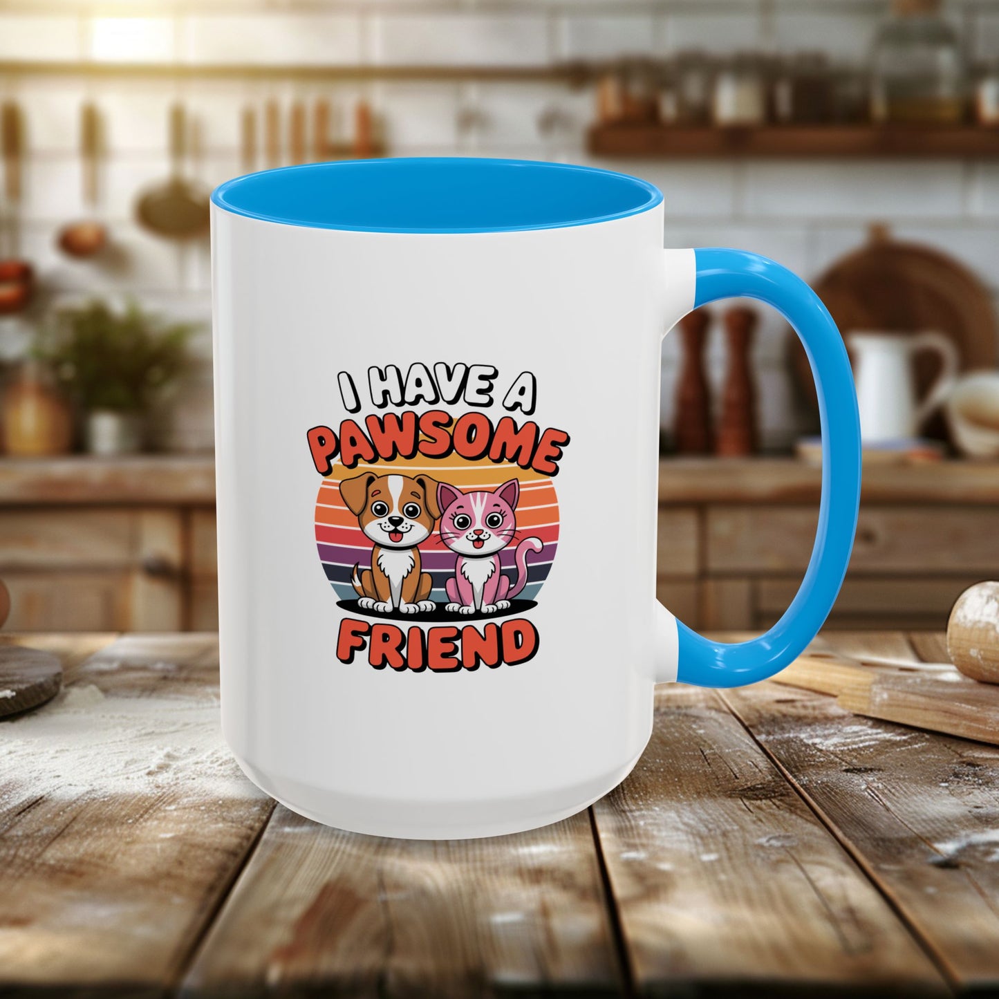 colorful mugs (11oz, 15oz) - i have a pawesome friend | funny dog lover gift | cute pet quote design