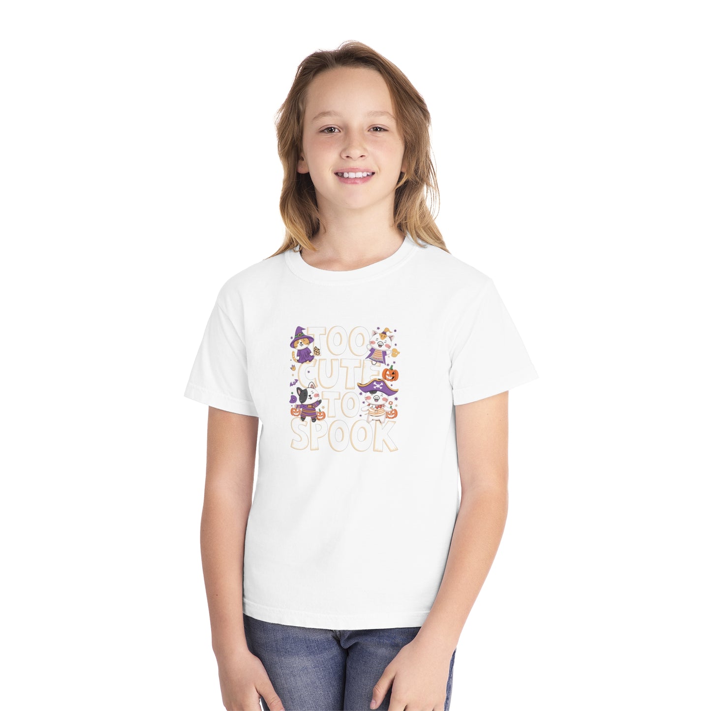 youth t-shirt, youth halloween t-shirt, too cute to spook!