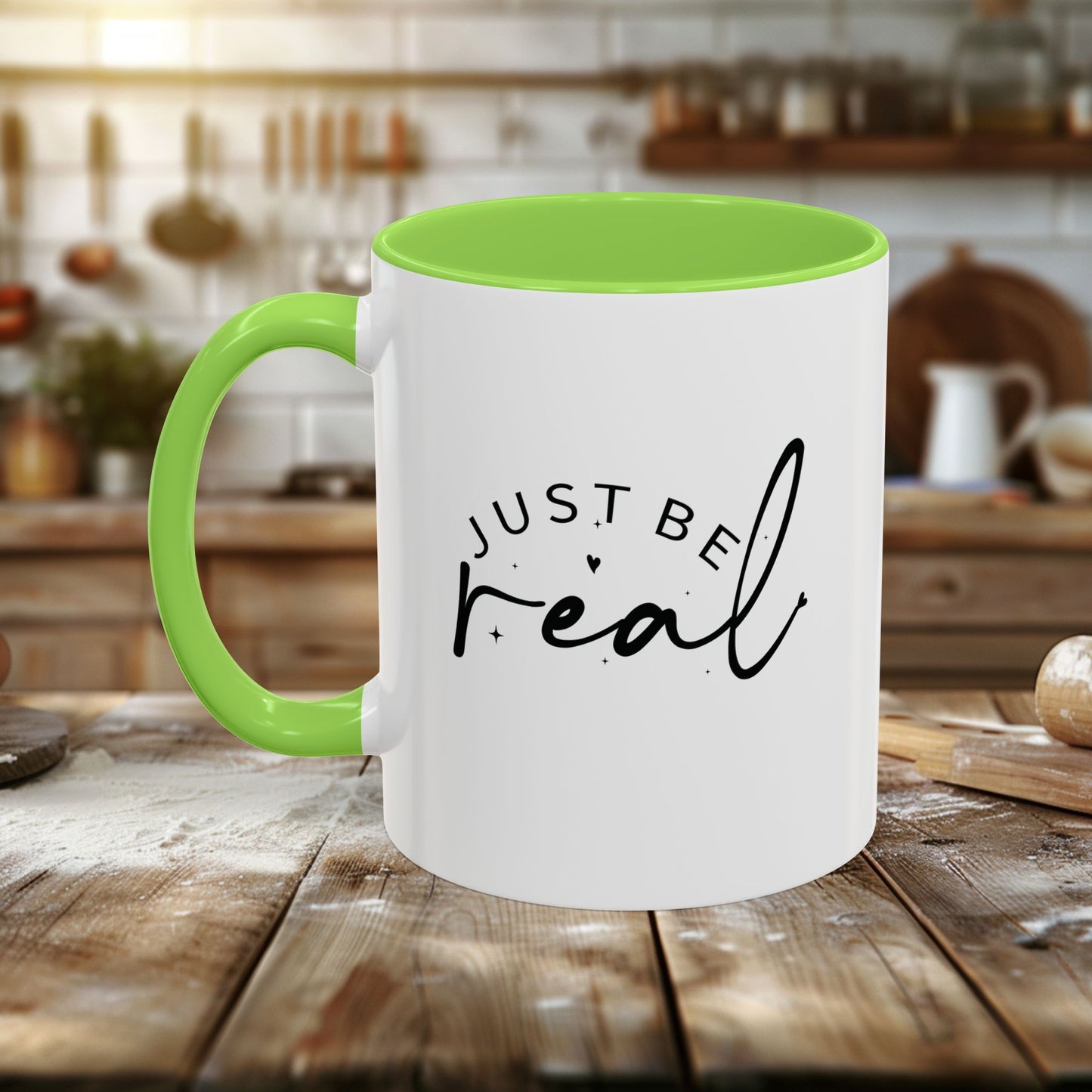 colorful mugs (11oz, 15oz) - just be real - authentic living quote