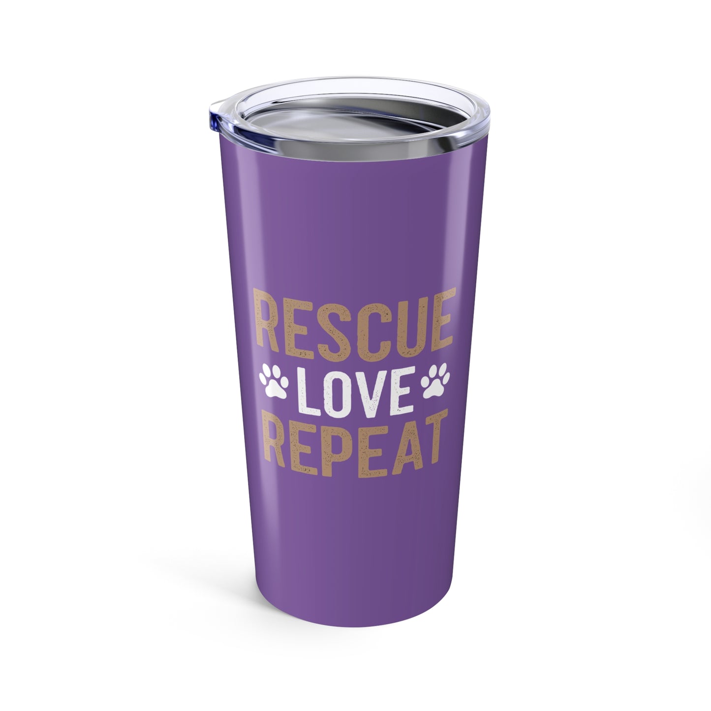 tumbler 20oz - rescue love repeat | funny dog lover gift | cute pet quote design