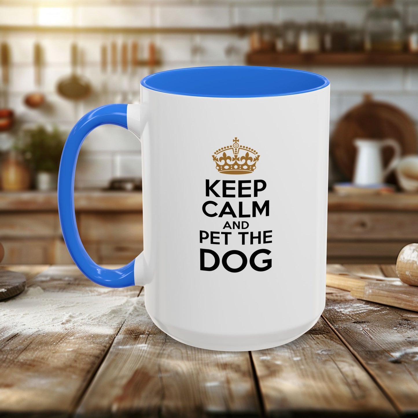 colorful mugs (11oz, 15oz) - keep calm and pet the dog | funny dog lover gift | cute pet quote design