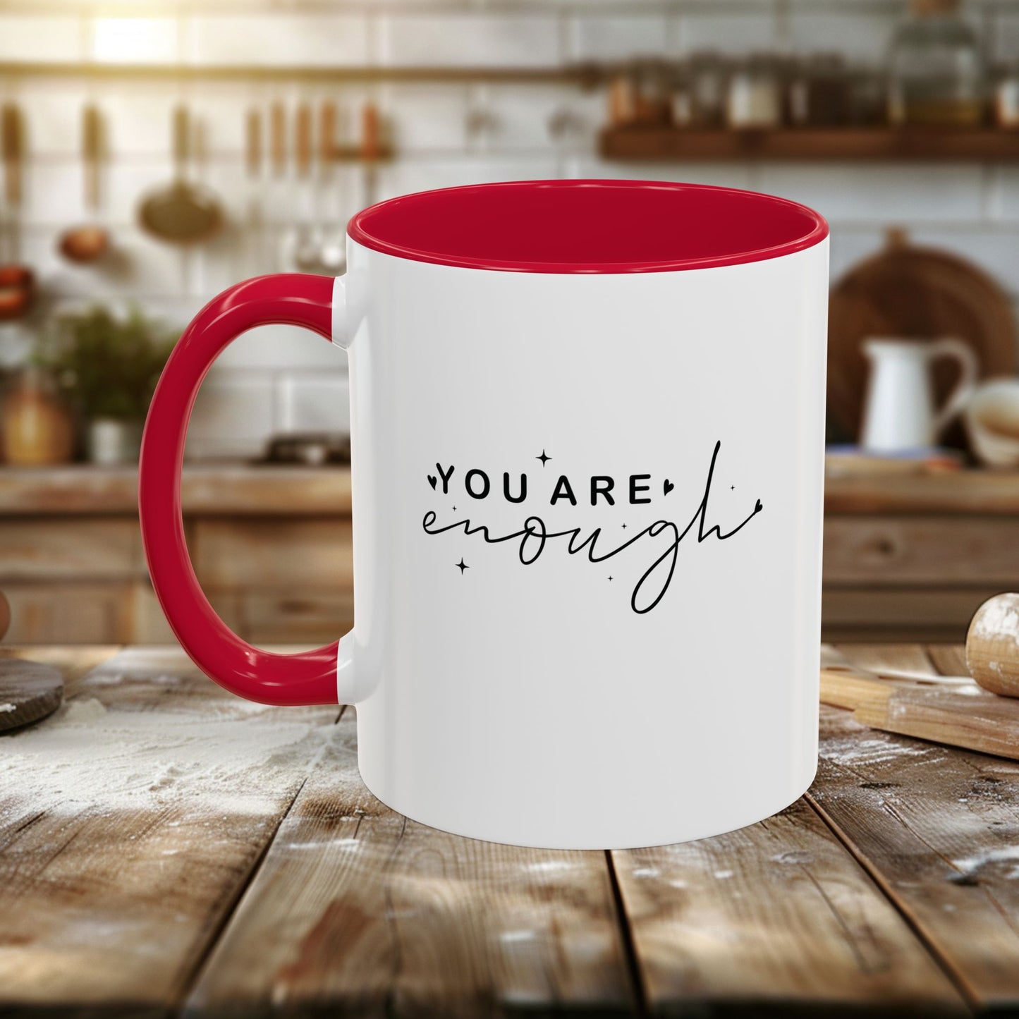colorful mugs (11oz, 15oz) - you are enough - self-love quote design