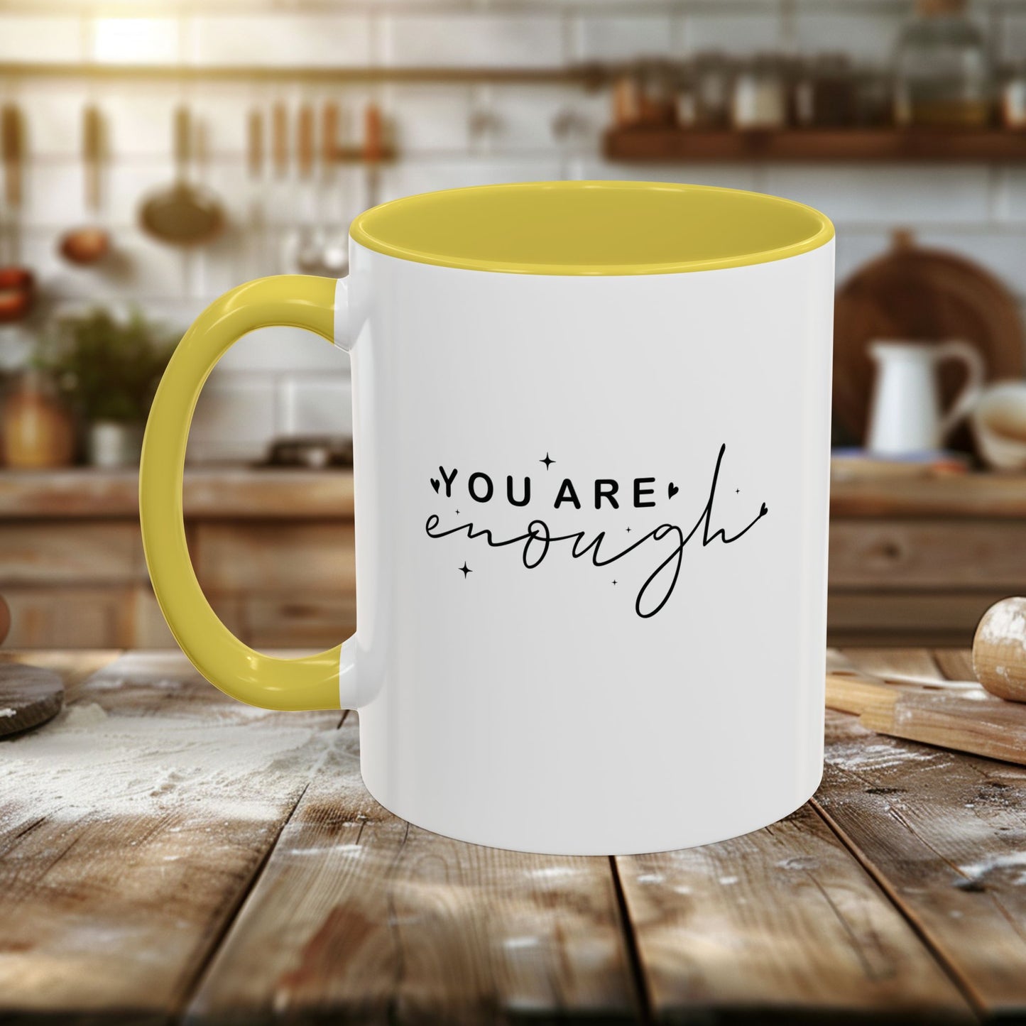 colorful mugs (11oz, 15oz) - you are enough - self-love quote design