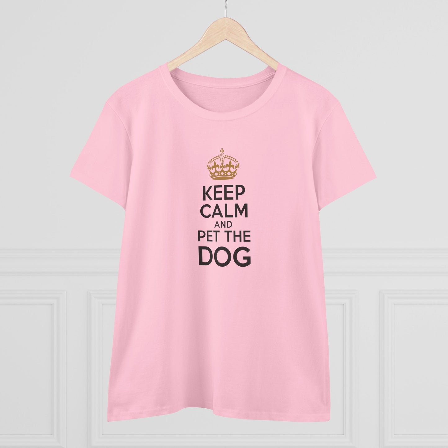 women's midweight cotton tee - keep calm and pet the dog | funny dog lover gift | cute pet quote design