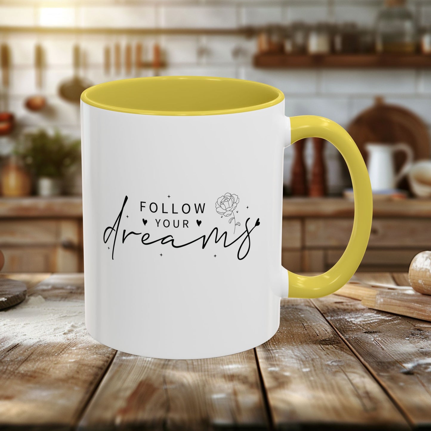 colorful mugs (11oz, 15oz) - follow your dreams - dream big quote