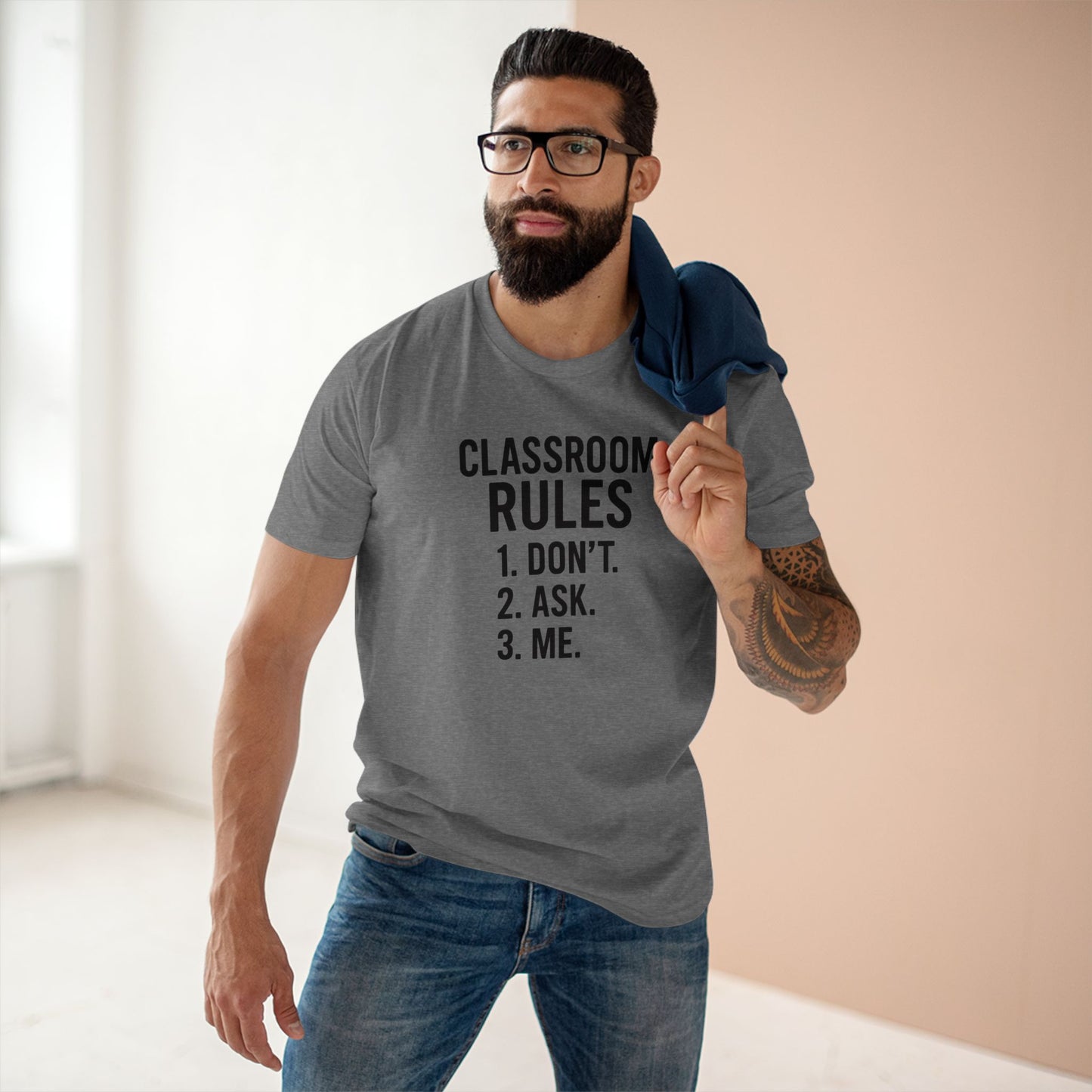 stylish men's stable tee - classroom rules design. teachers with attitude.