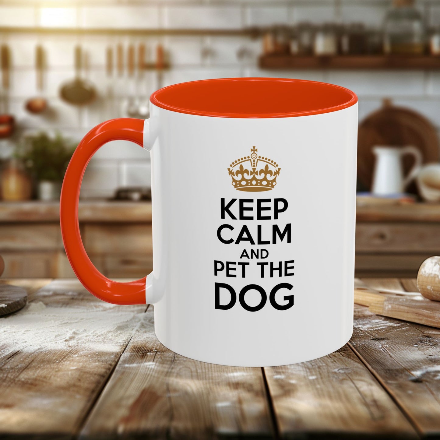 colorful mugs (11oz, 15oz) - keep calm and pet the dog | funny dog lover gift | cute pet quote design