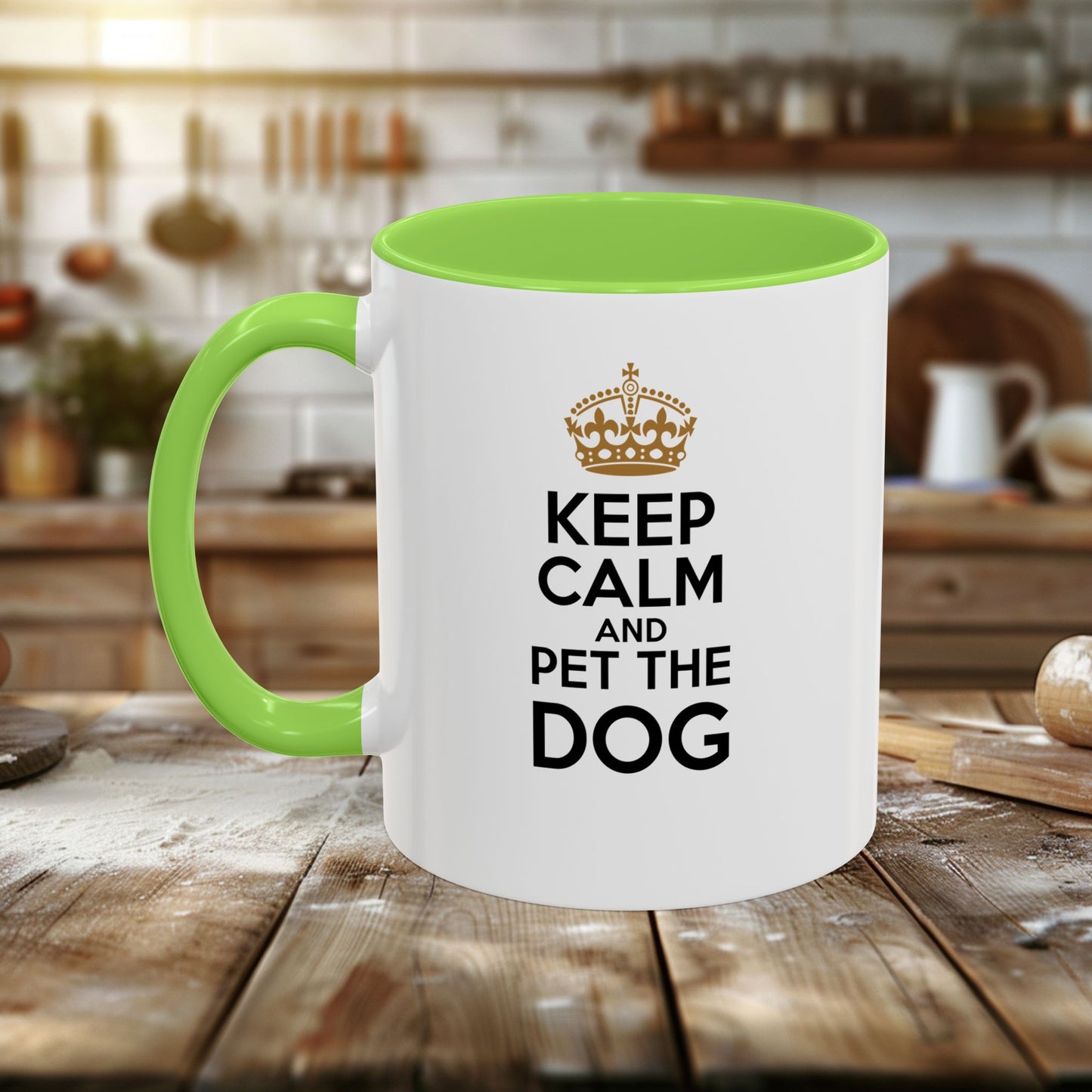 colorful mugs (11oz, 15oz) - keep calm and pet the dog | funny dog lover gift | cute pet quote design