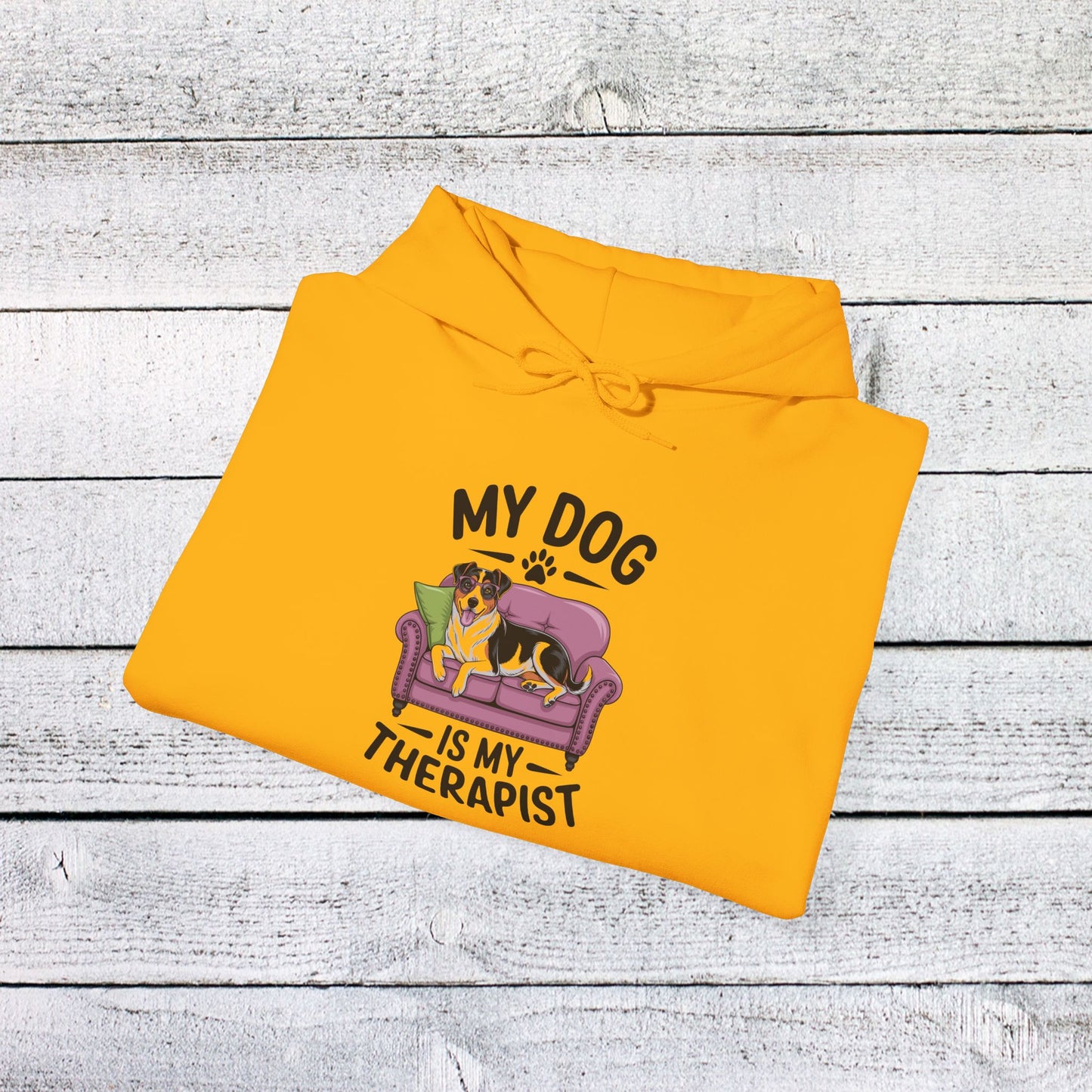 unisex heavy blend™ hooded sweatshirt - my dog is my therapist | funny dog lover gift | cute pet quote design