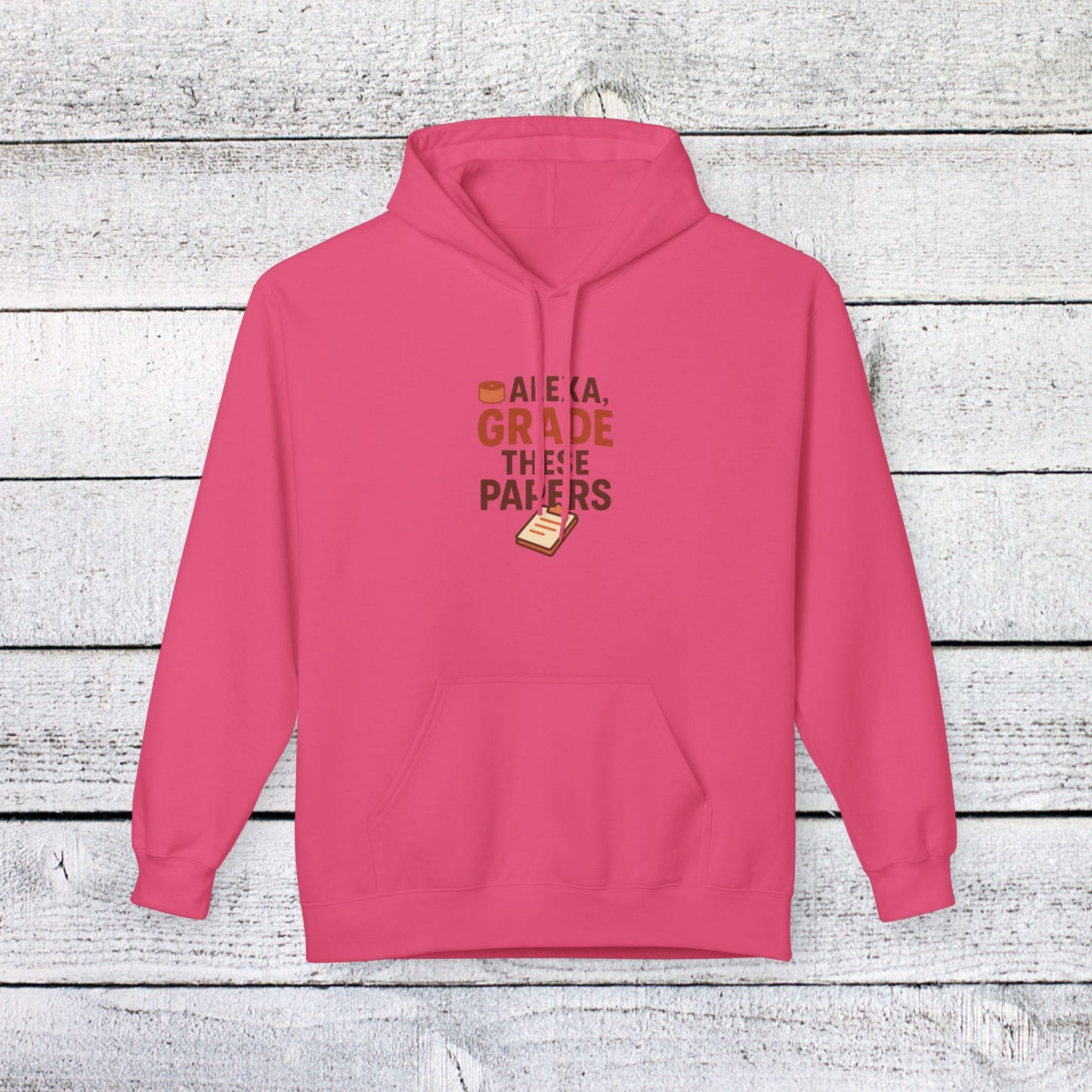 unisex softstyle hoodie - fun 'alexa, grade these papers' design. teachers with attitude.