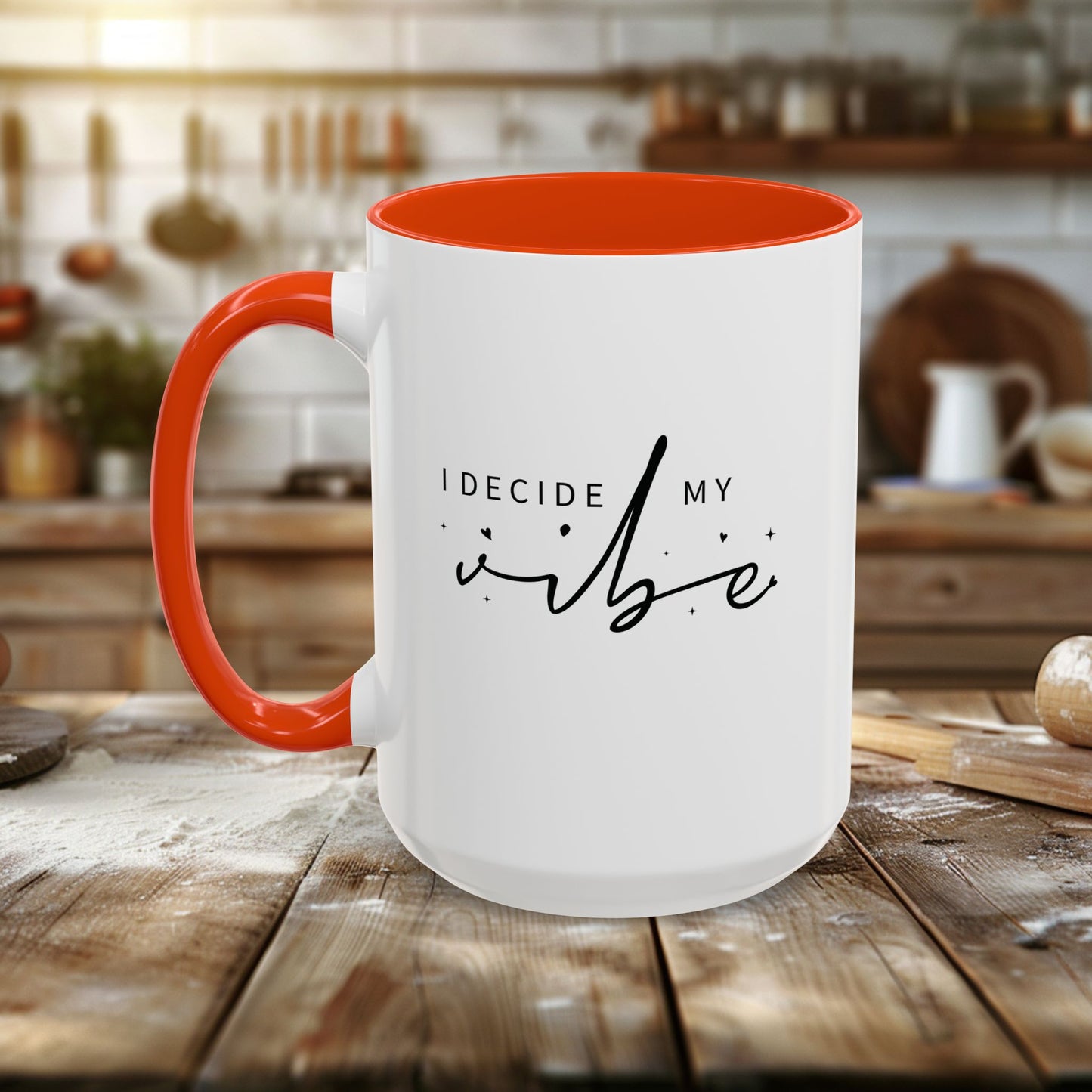 colorful mugs (11oz, 15oz) - i decide my vibe - confidence & control quote