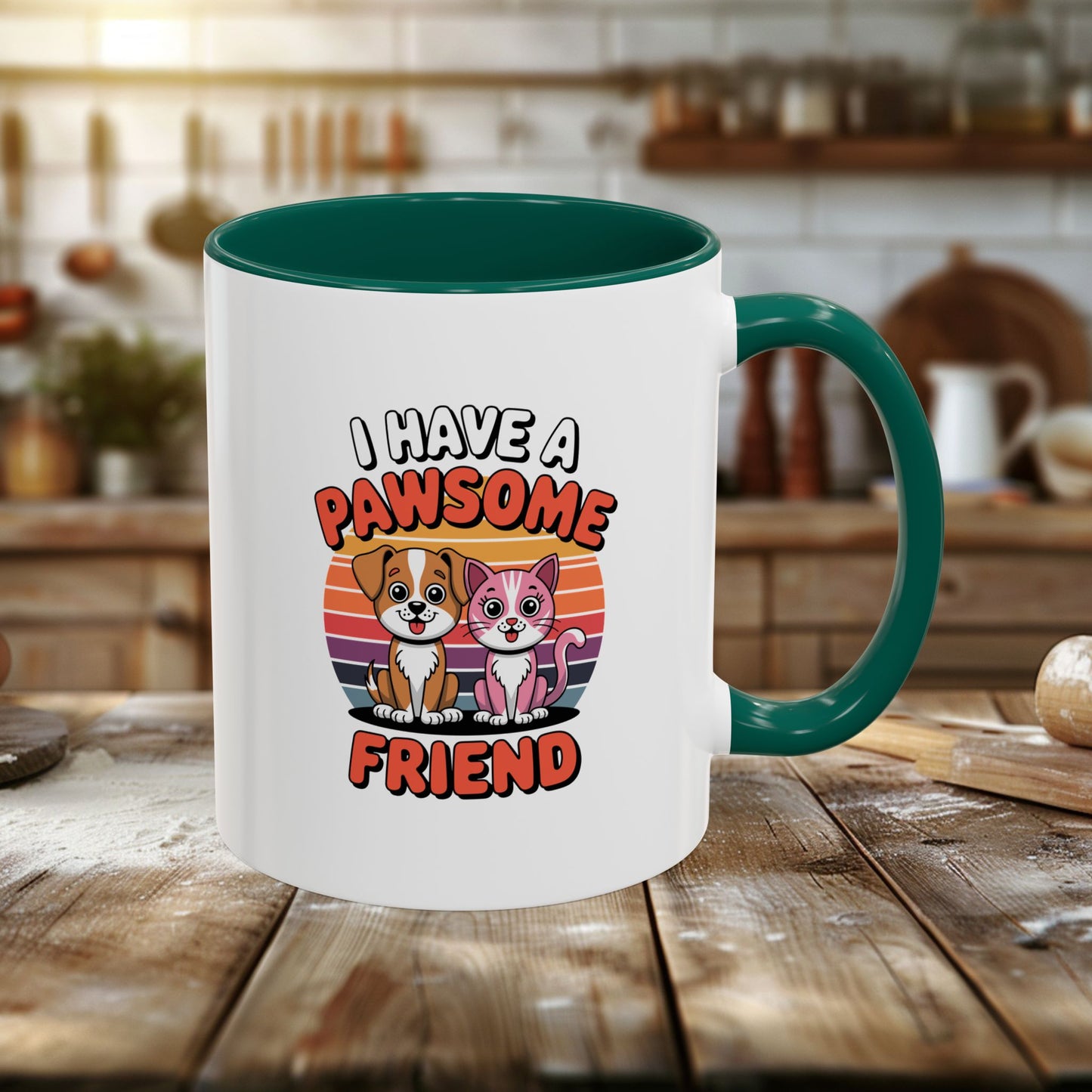 colorful mugs (11oz, 15oz) - i have a pawesome friend | funny dog lover gift | cute pet quote design