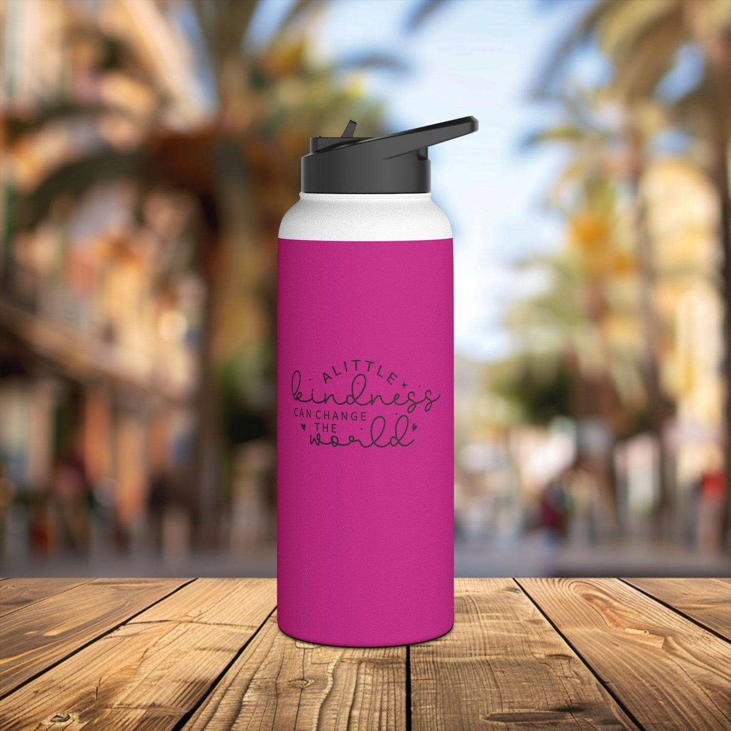 stainless steel water bottle, standard lid - a little kindness, a little less judgment - kindness quote