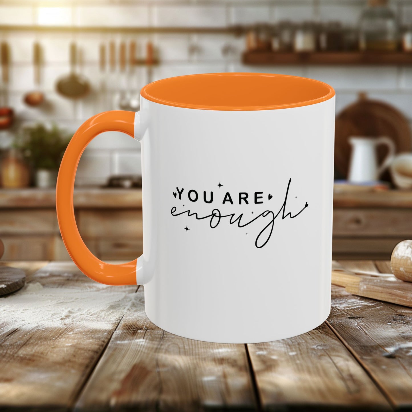 colorful mugs (11oz, 15oz) - you are enough - self-love quote design