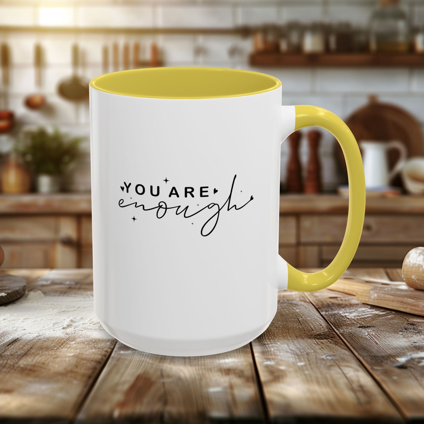 colorful mugs (11oz, 15oz) - you are enough - self-love quote design