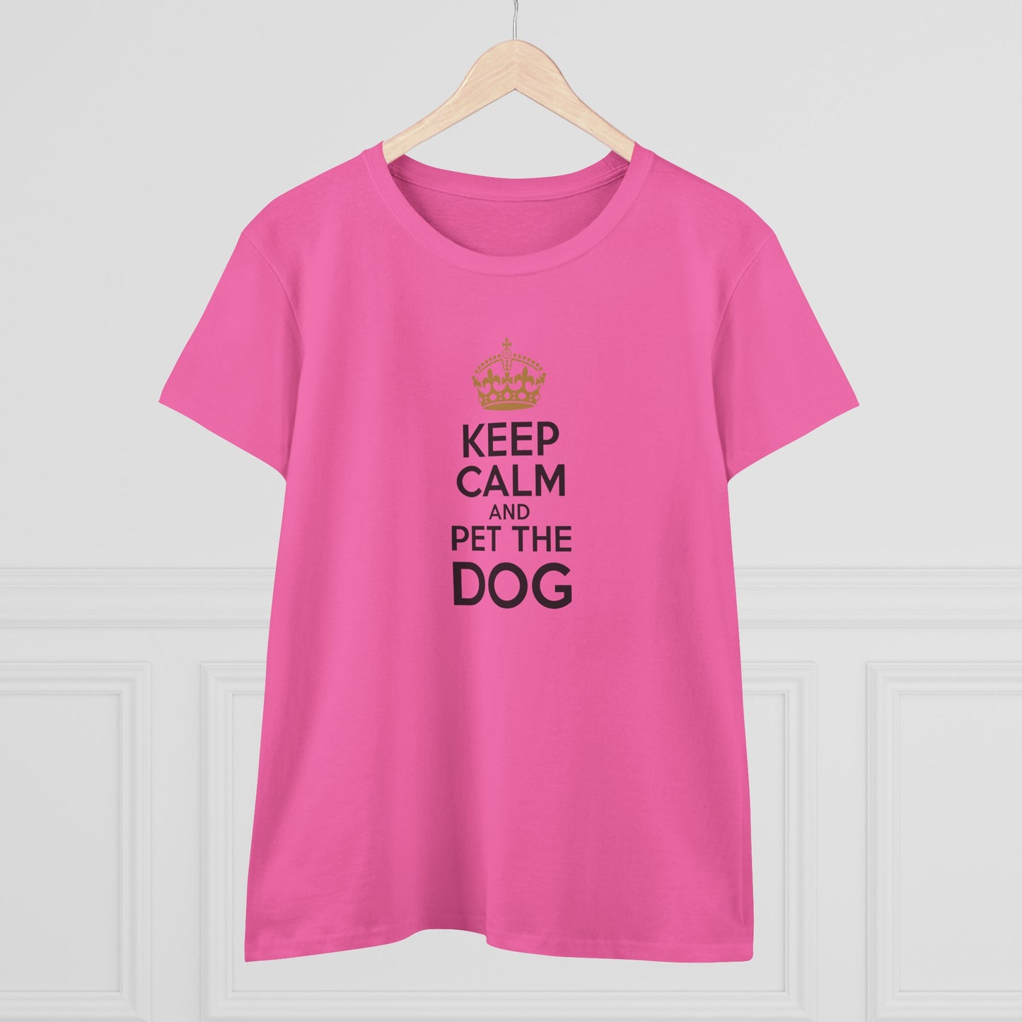women's midweight cotton tee - keep calm and pet the dog | funny dog lover gift | cute pet quote design