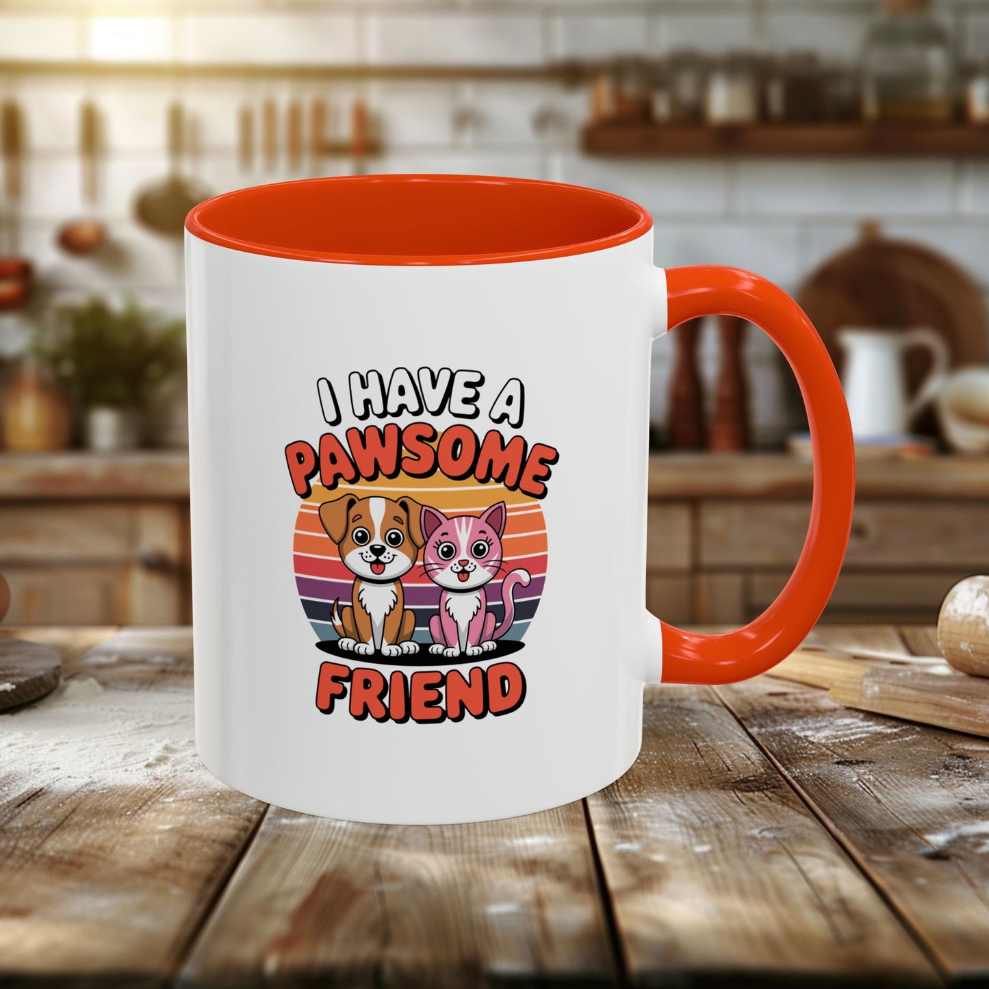 colorful mugs (11oz, 15oz) - i have a pawesome friend | funny dog lover gift | cute pet quote design