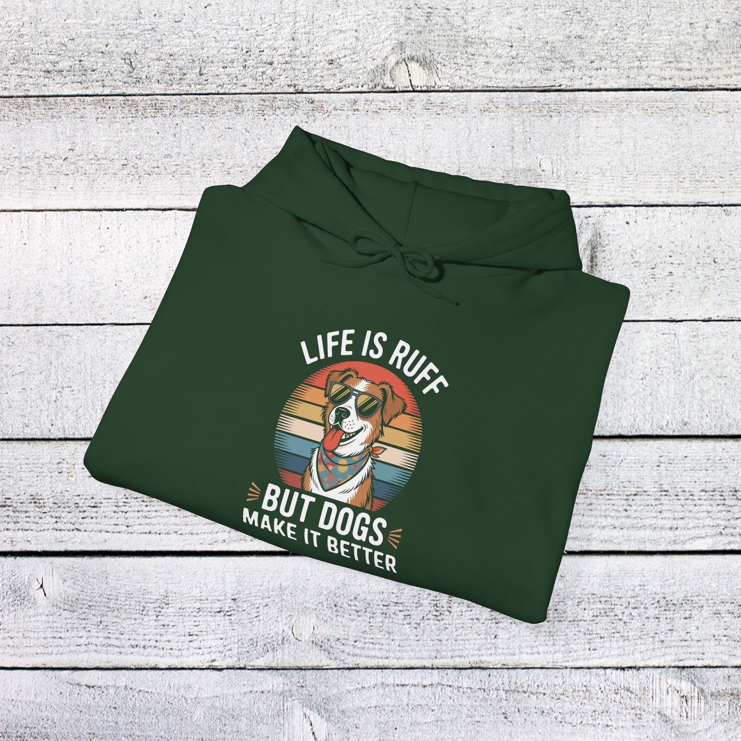 unisex heavy blend™ hooded sweatshirt - live is ruff, but dogs make it better | funny dog lover gift | cute pet quote design