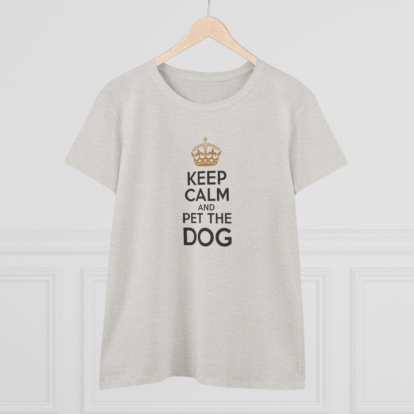 women's midweight cotton tee - keep calm and pet the dog | funny dog lover gift | cute pet quote design