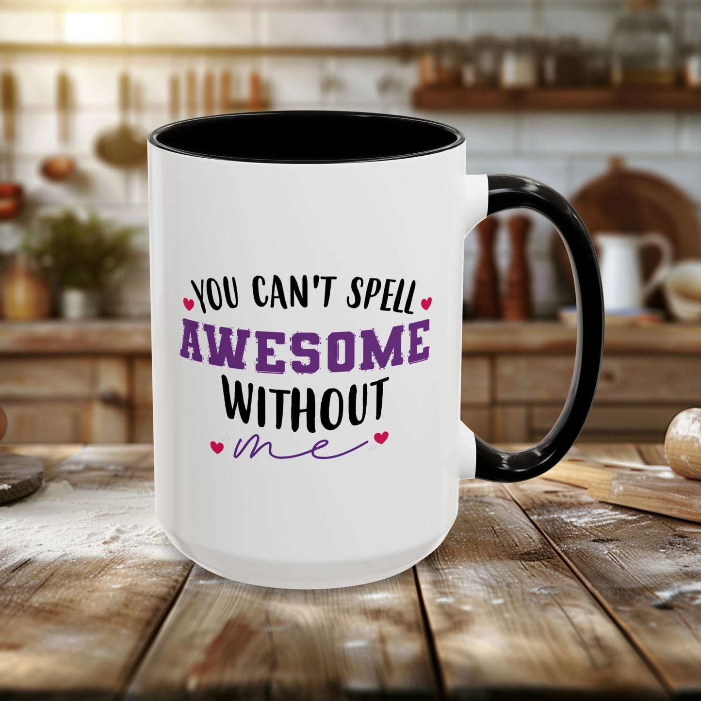 colorful mugs (11oz, 15oz) - you can’t spell awesome without me - funny confidence quote