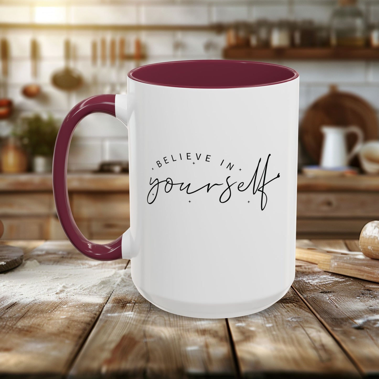 colorful mugs (11oz, 15oz) - believe in yourself - classic self-esteem booster