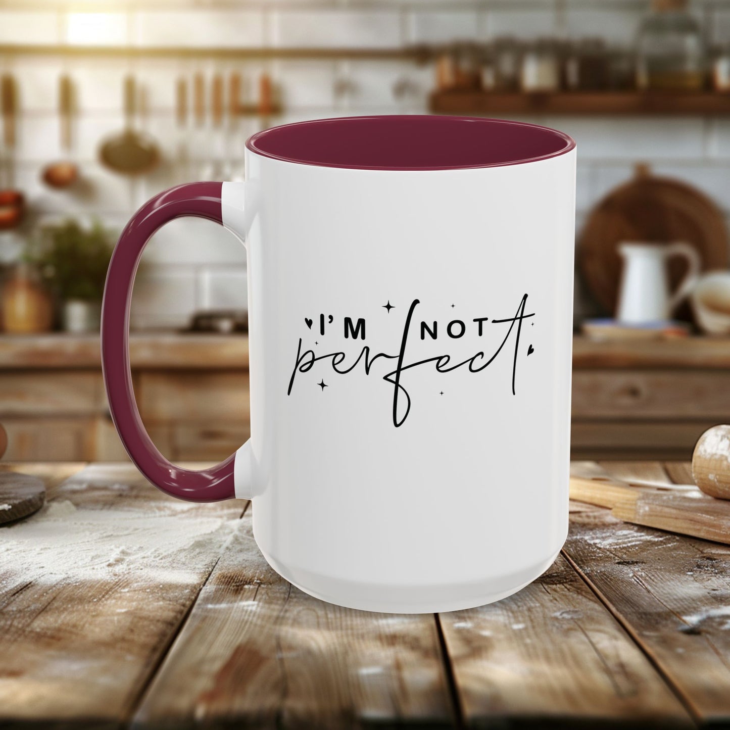 colorful mugs (11oz, 15oz) - i’m not perfect - self-acceptance quote