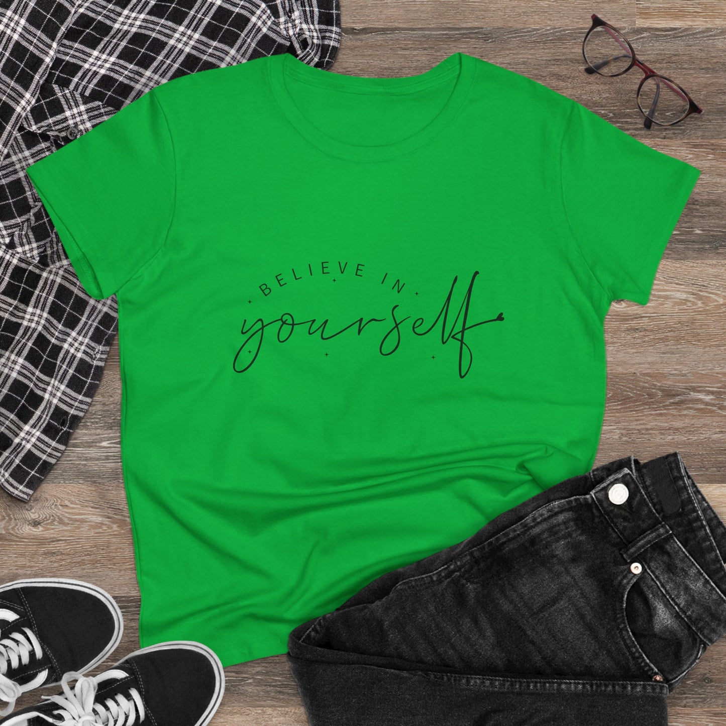 women's cotton tee: believe in yourself design