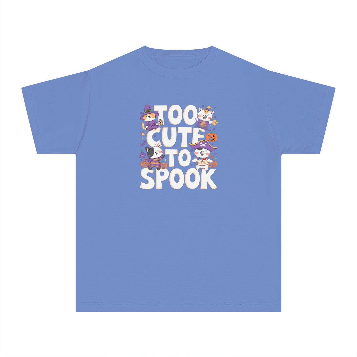 youth t-shirt, youth halloween t-shirt, too cute to spook!