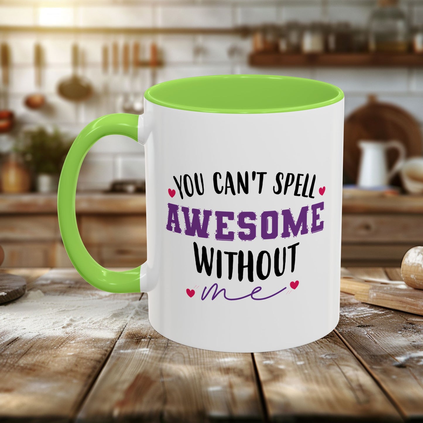 colorful mugs (11oz, 15oz) - you can’t spell awesome without me - funny confidence quote