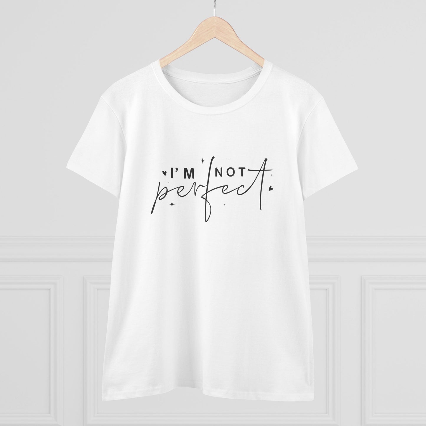 women's midweight cotton tee - i’m not perfect - self-acceptance quote