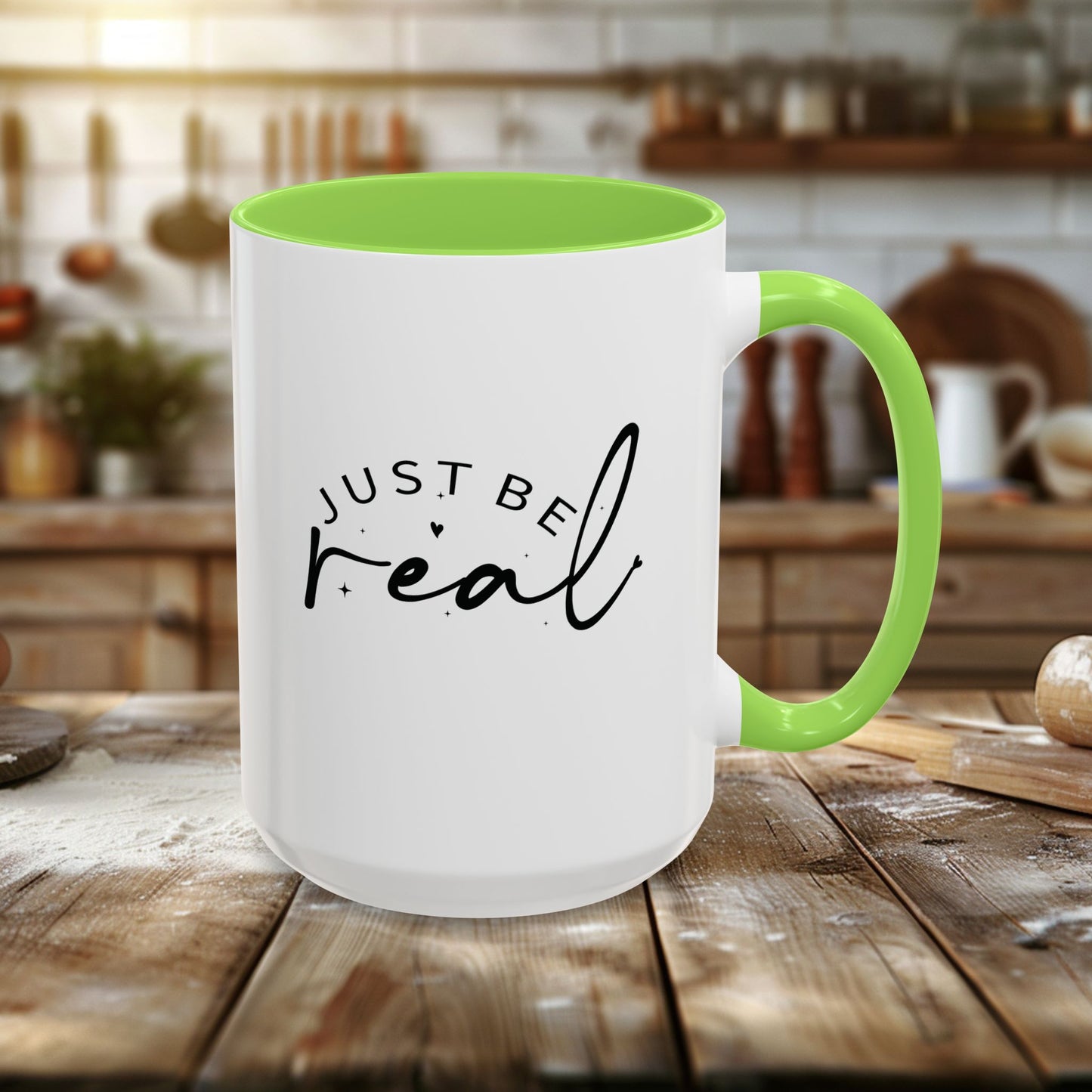 colorful mugs (11oz, 15oz) - just be real - authentic living quote