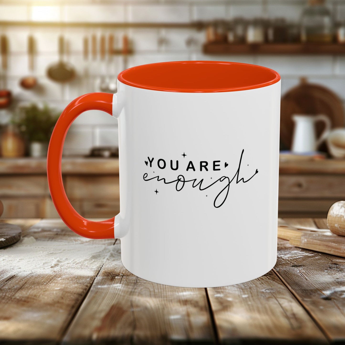 colorful mugs (11oz, 15oz) - you are enough - self-love quote design