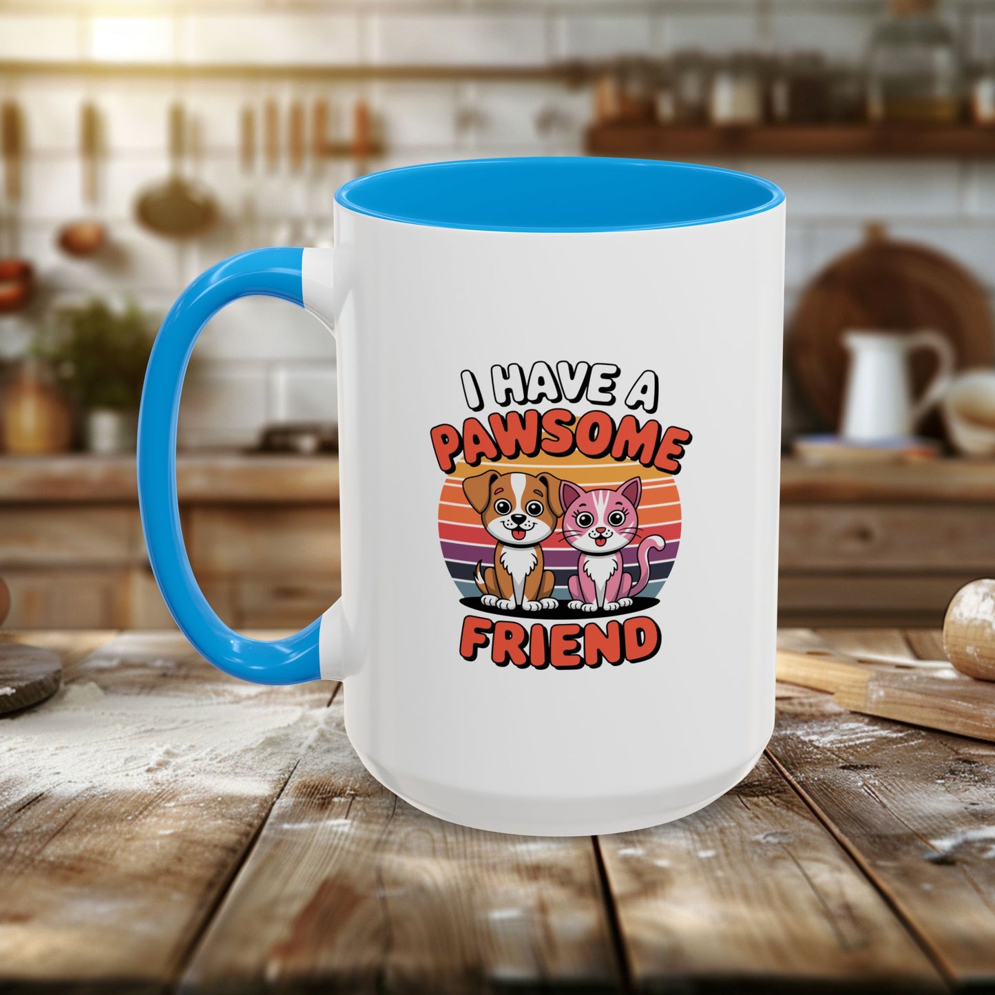 colorful mugs (11oz, 15oz) - i have a pawesome friend | funny dog lover gift | cute pet quote design