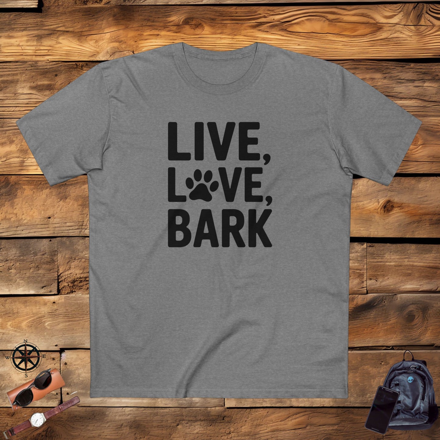 adult staple tee - live love bark | funny dog lover gift | cute pet quote design