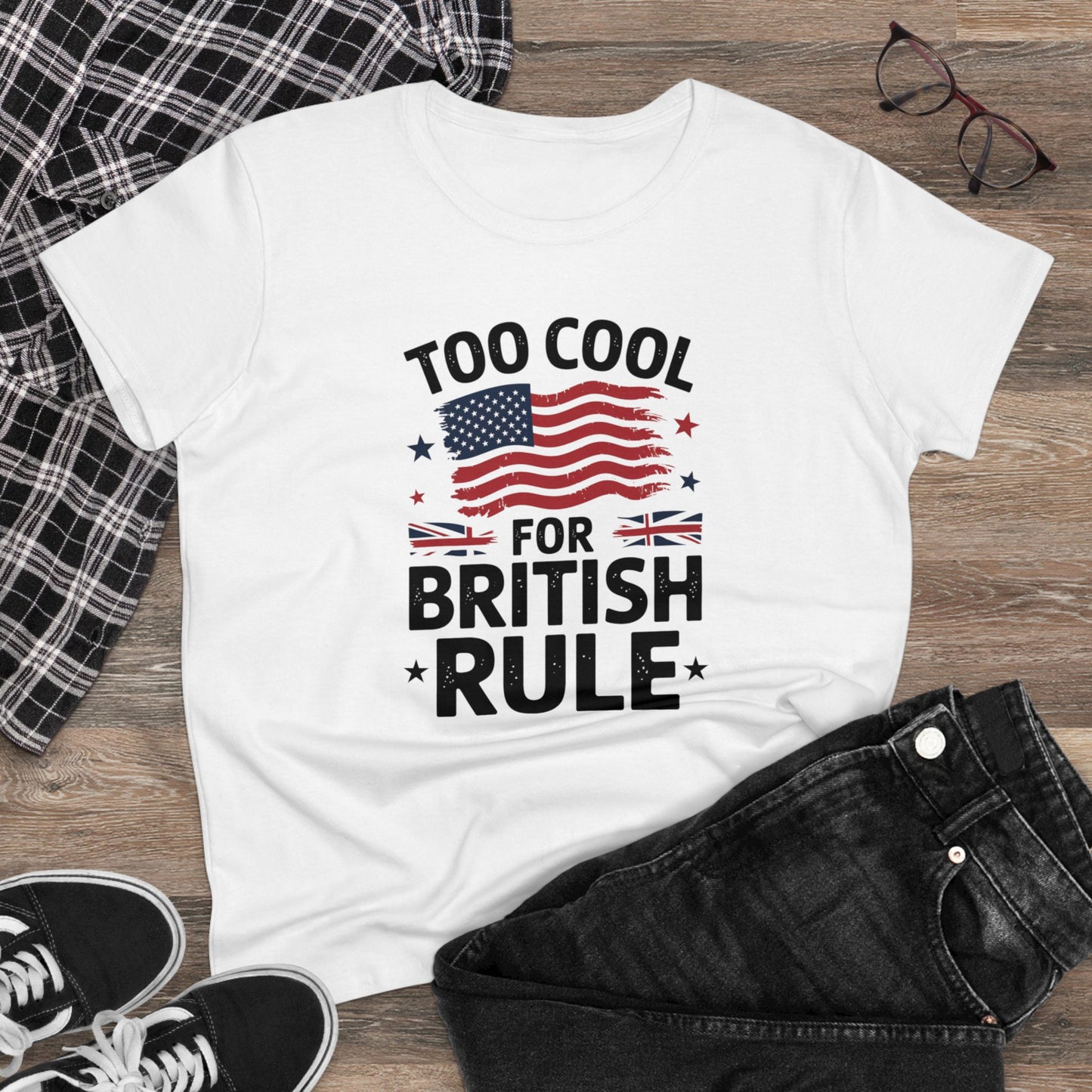 women's' t-shirt, women's tee, funny gift, too cool for british rule!
