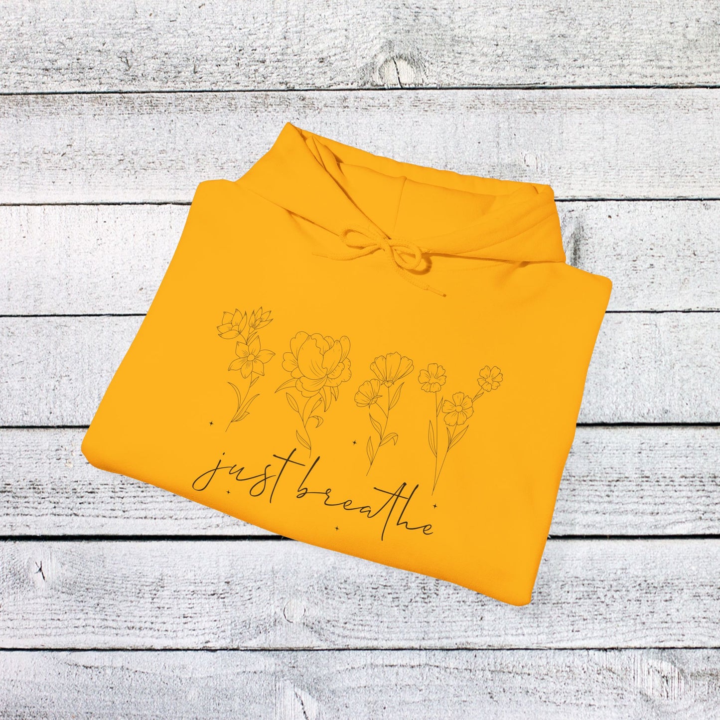 unisex heavy blend™ hooded sweatshirt - just breathe - calm and mindful quote