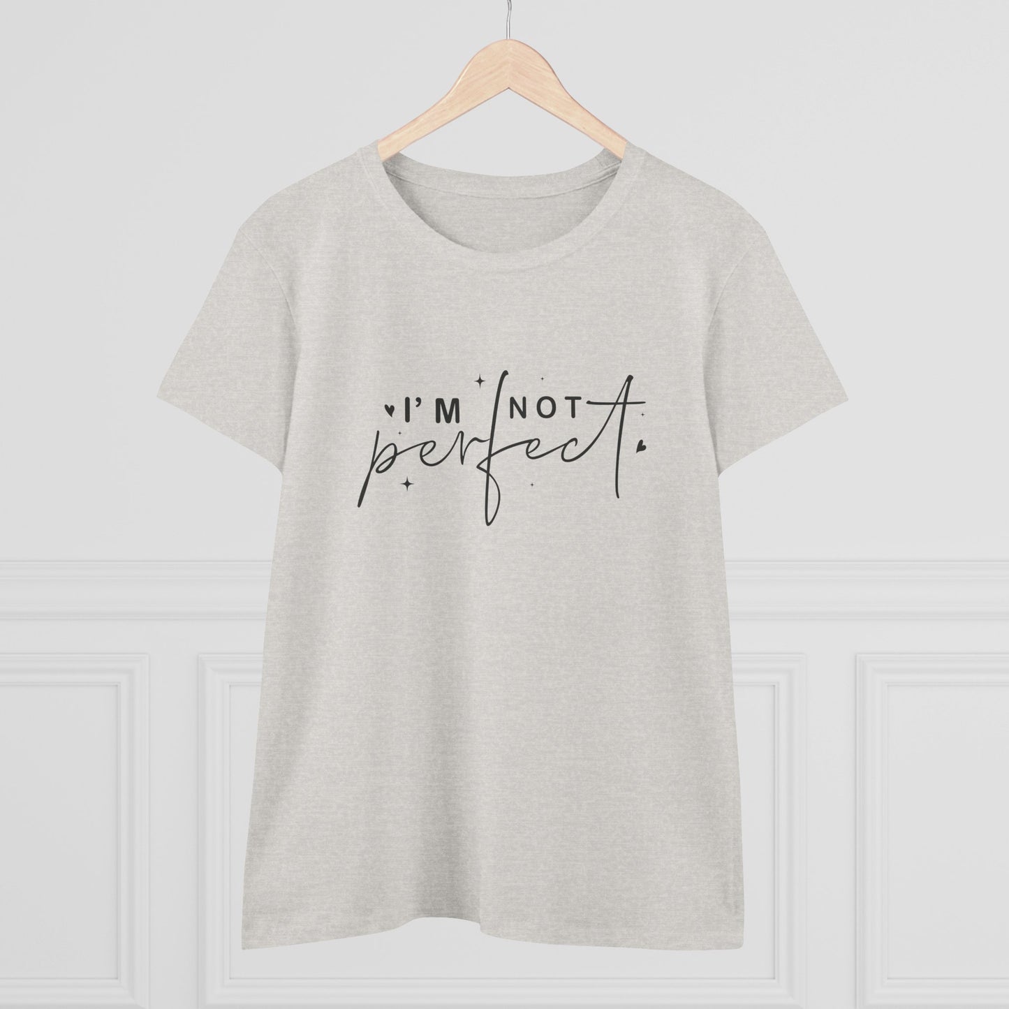 women's midweight cotton tee - i’m not perfect - self-acceptance quote