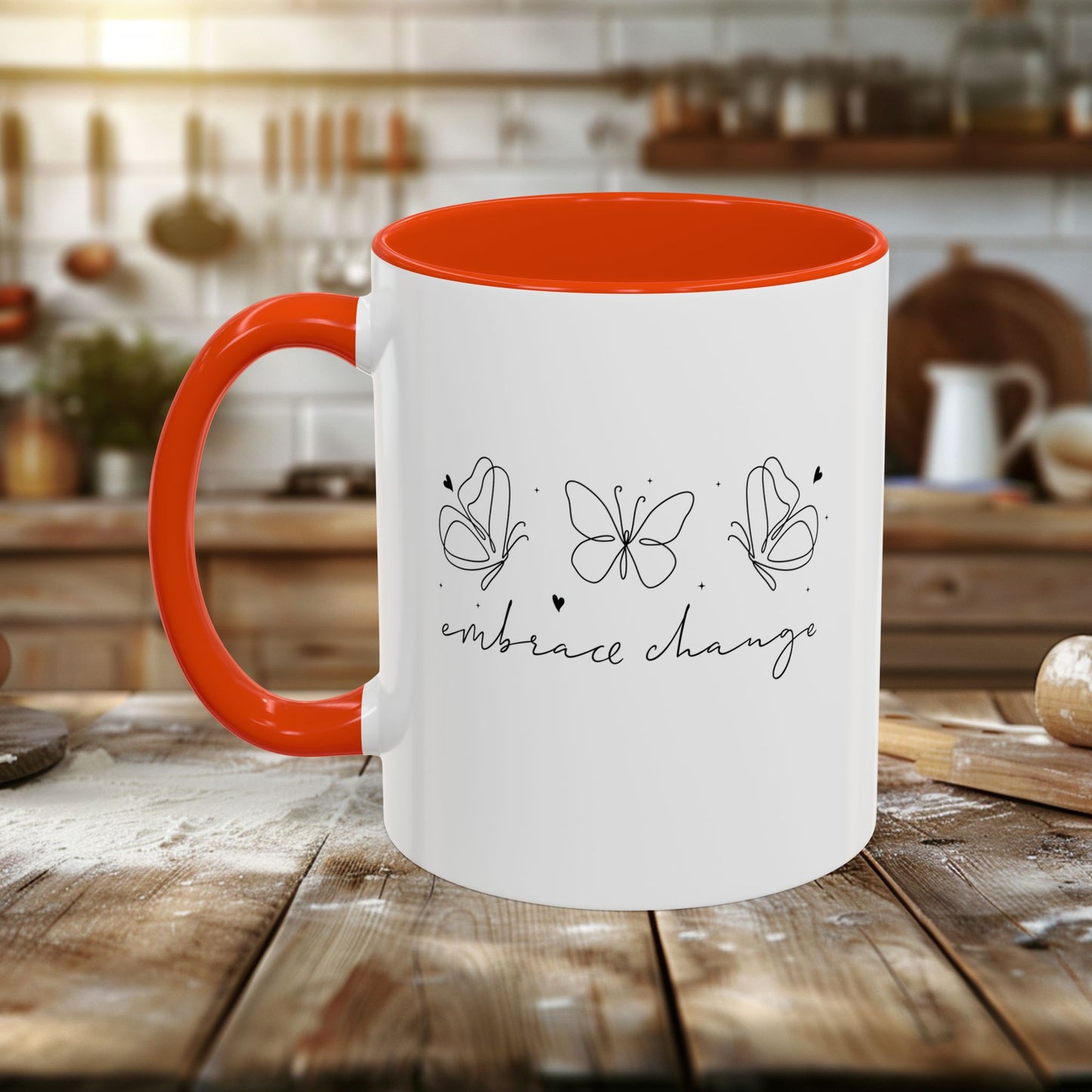 colorful mugs (11oz, 15oz) - embrace change - growth mindset quote