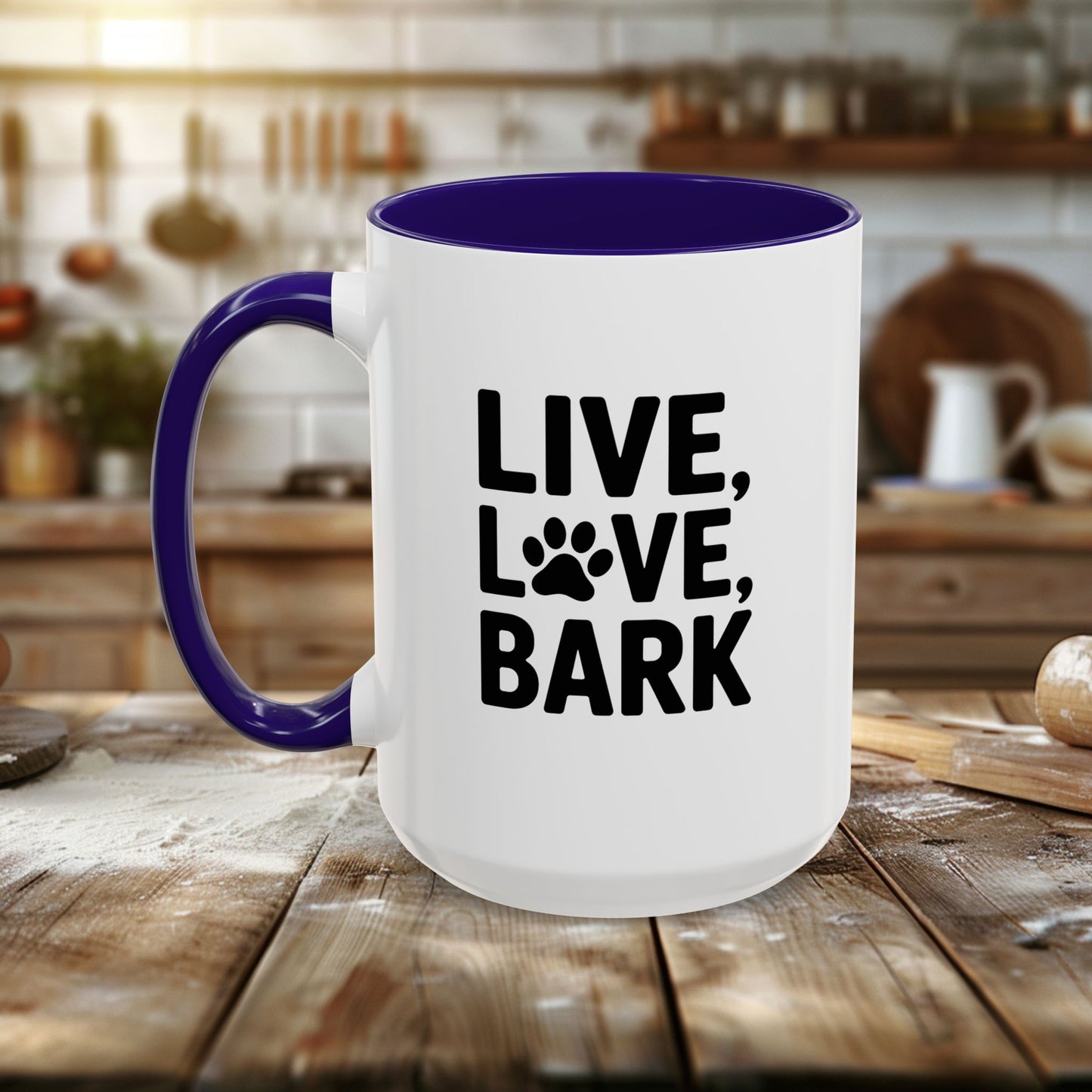 colorful mugs (11oz, 15oz) - live love bark | funny dog lover gift | cute pet quote design