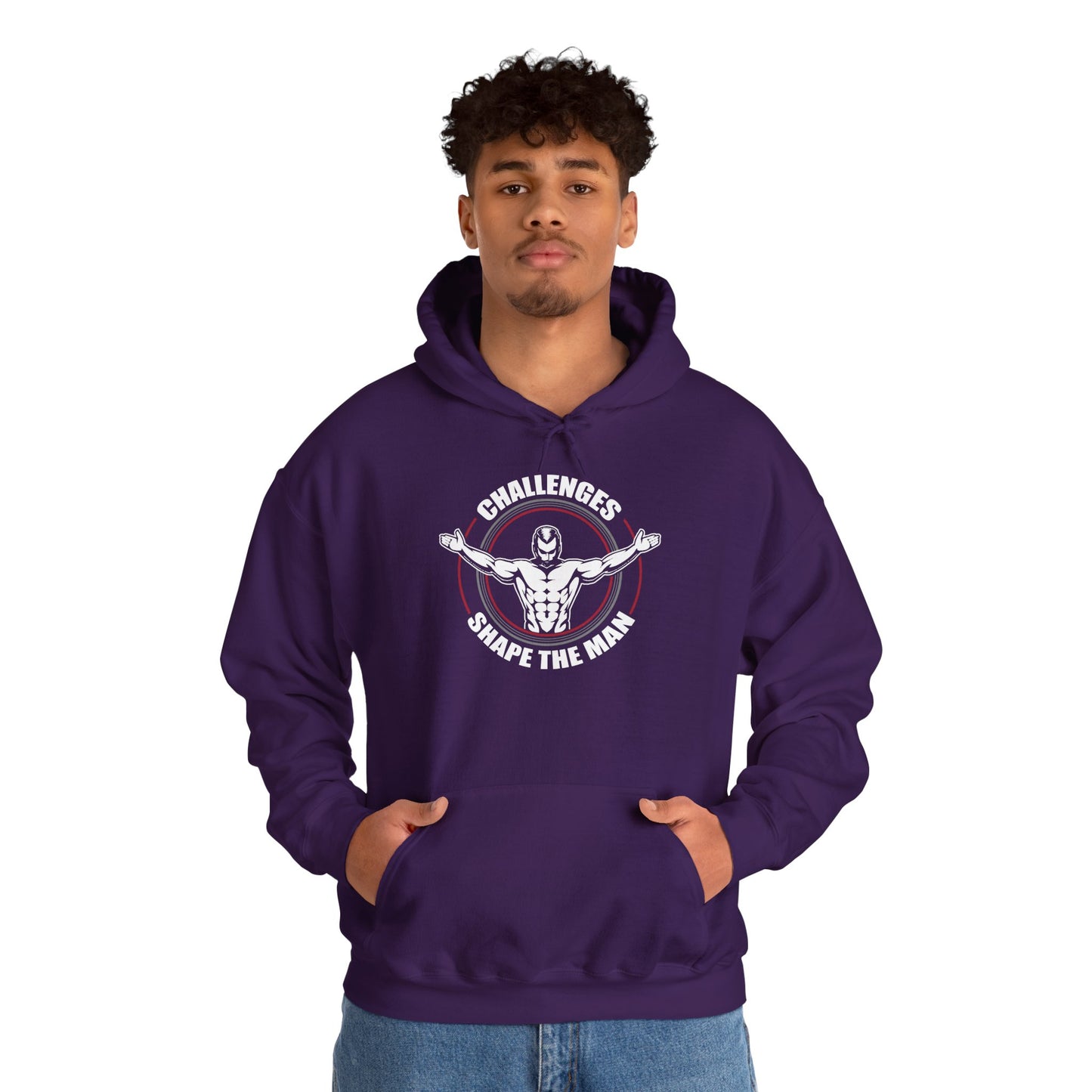unisex heavy blend™ hooded sweatshirt - challenges shape the man - grit and growth quote