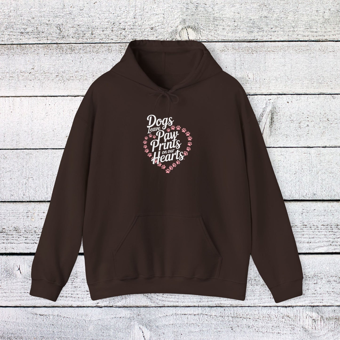 unisex heavy blend™ hooded sweatshirt - dogs leave paw prints on our hearts | funny dog lover gift | cute pet quote design