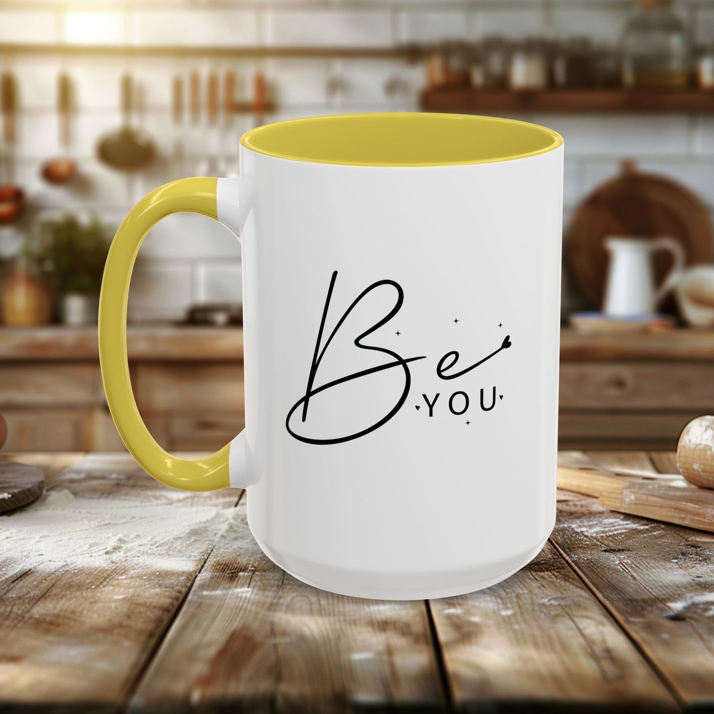 colorful mugs (11oz, 15oz) - be you - simple and powerful self-love quote