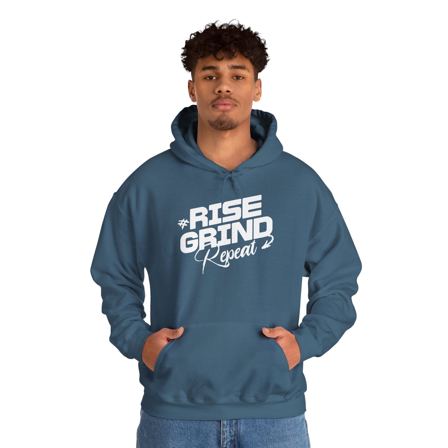 unisex heavy blend™ hooded sweatshirt - rise, grind, repeat - hustle daily motivation