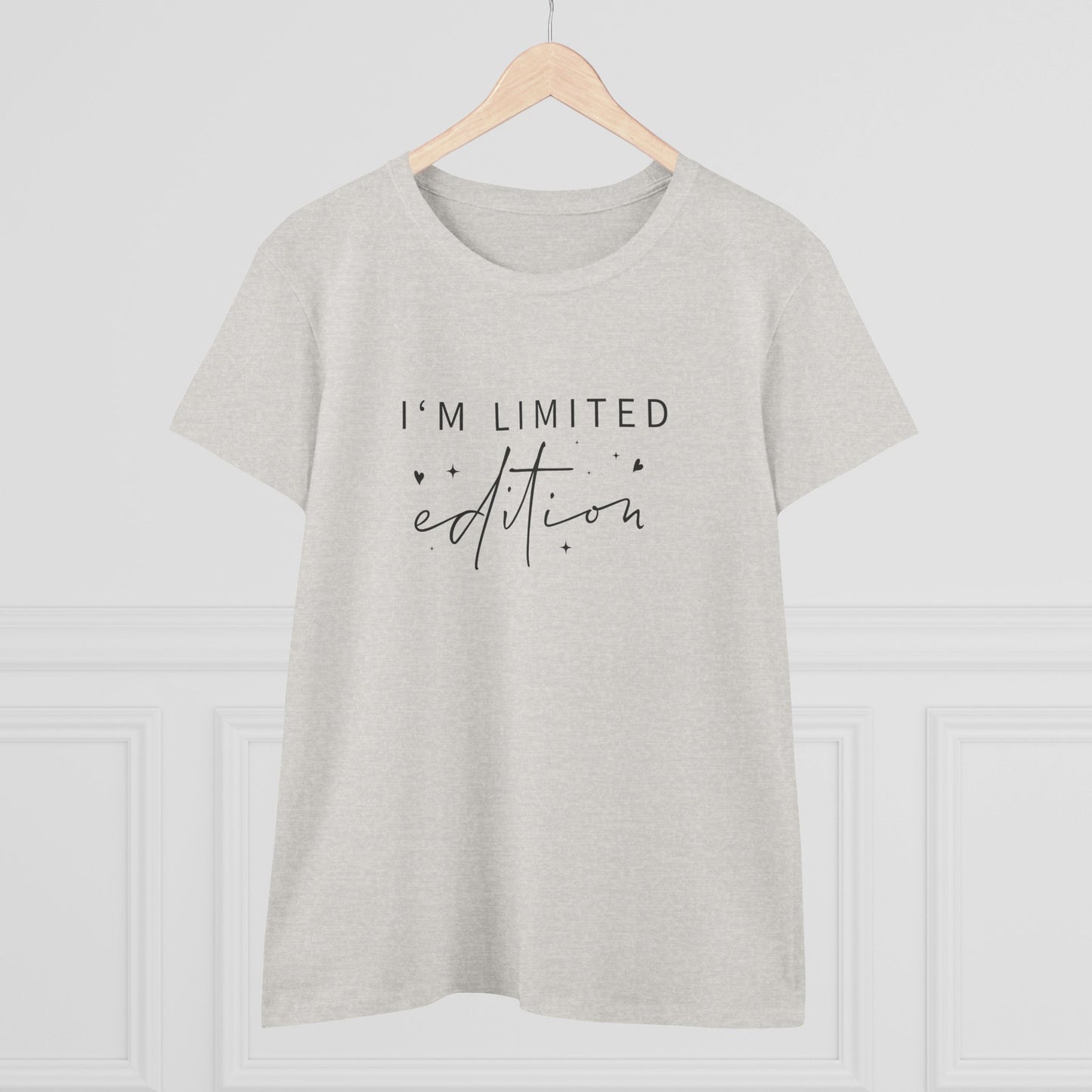 women's midweight cotton tee - i’m limited edition - unique confidence quote